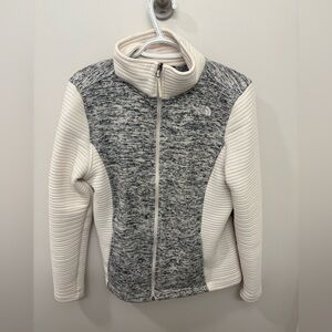 The North Face Women's Two-Tone Cream and Gray Full-Zip Sweater